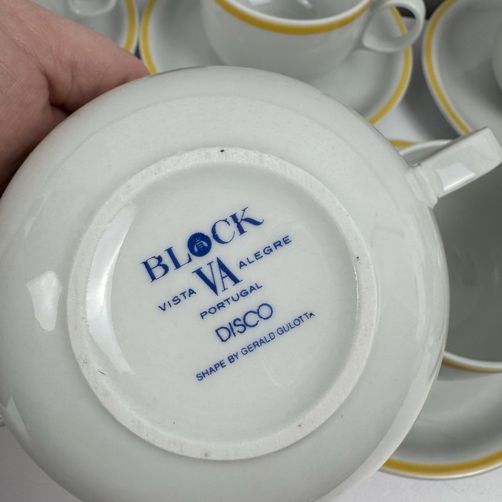 Vtg Vista Alegre Block VA Disco Tea Set Portugal 6 Cups Saucers Cream Sugar MCM - Picture 13 of 16